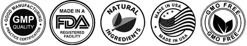 Burntide quality certifications: FDA-registered facility, GMP certified, natural ingredients, made in USA
